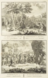The Admission of their Youth to the State of Manhood. L'Inititiation des Jeunes, Gens receus au rang des Hommes. Interment of the Cafers and Hottantots. Les Funerailles des Cafres et Hottantots.