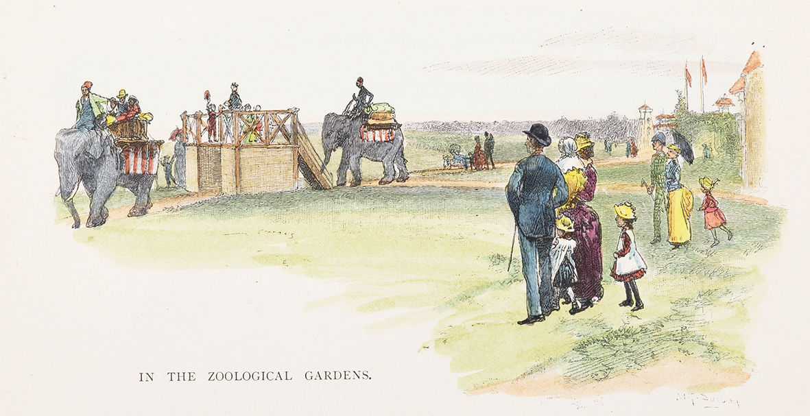 In the Zoological Gardens - Antique View from 1886