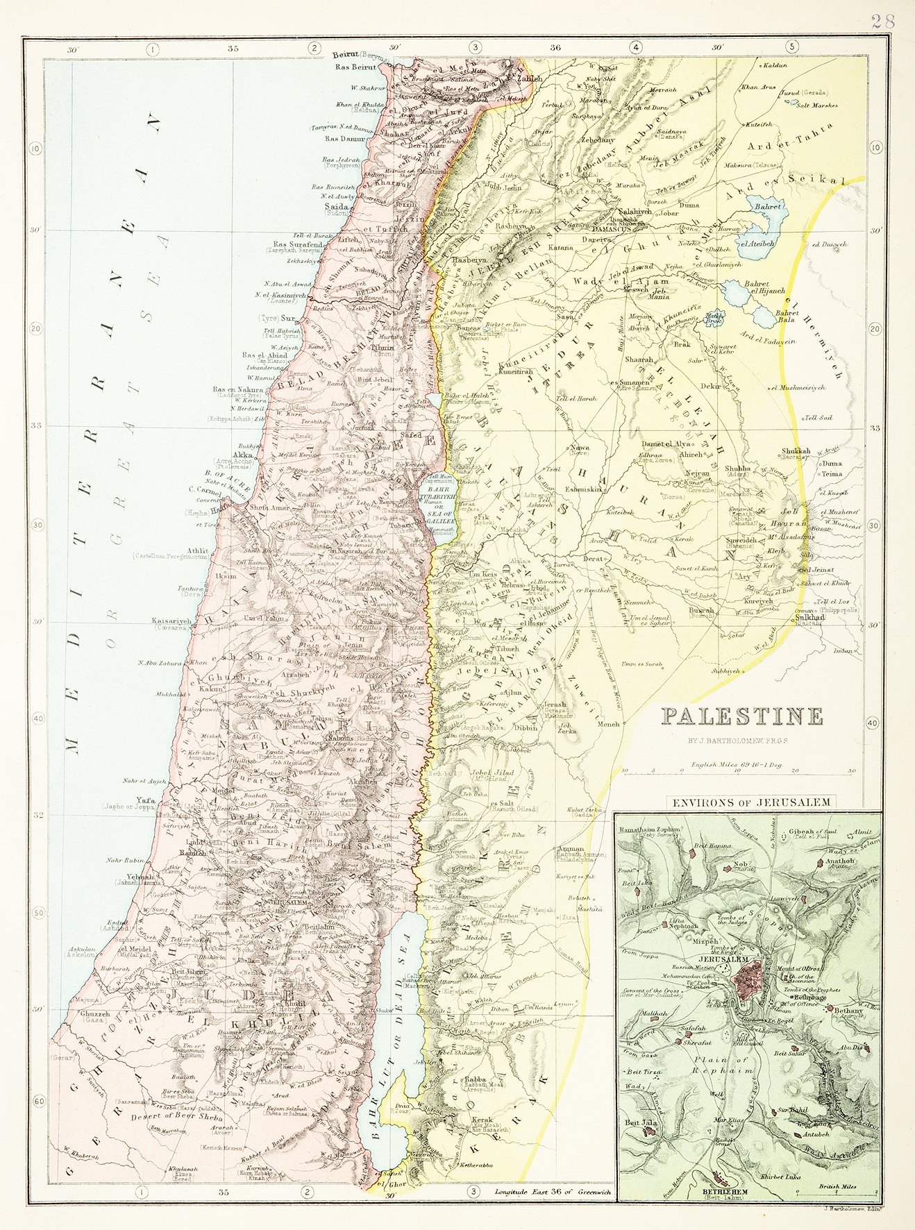 Palestine - Antique Print from 1890