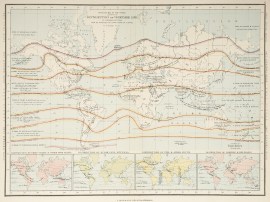 Physical map of the world illustrating the distribution of vegetable life in different regions, and as affected by conditions of climate.