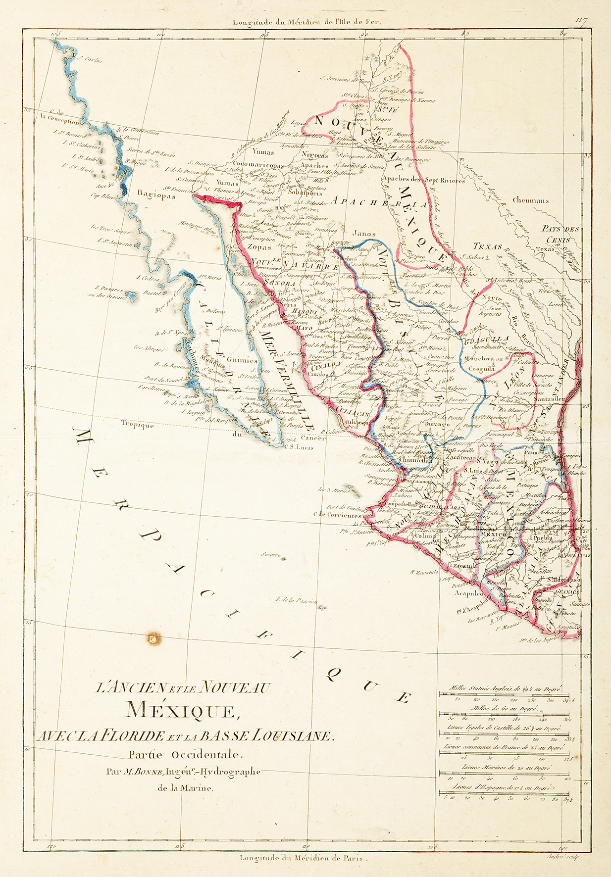 L'Ancien et le Nouveau Mexique, avec la Floride et la Basse Louisiane. - Antique Map from 1788