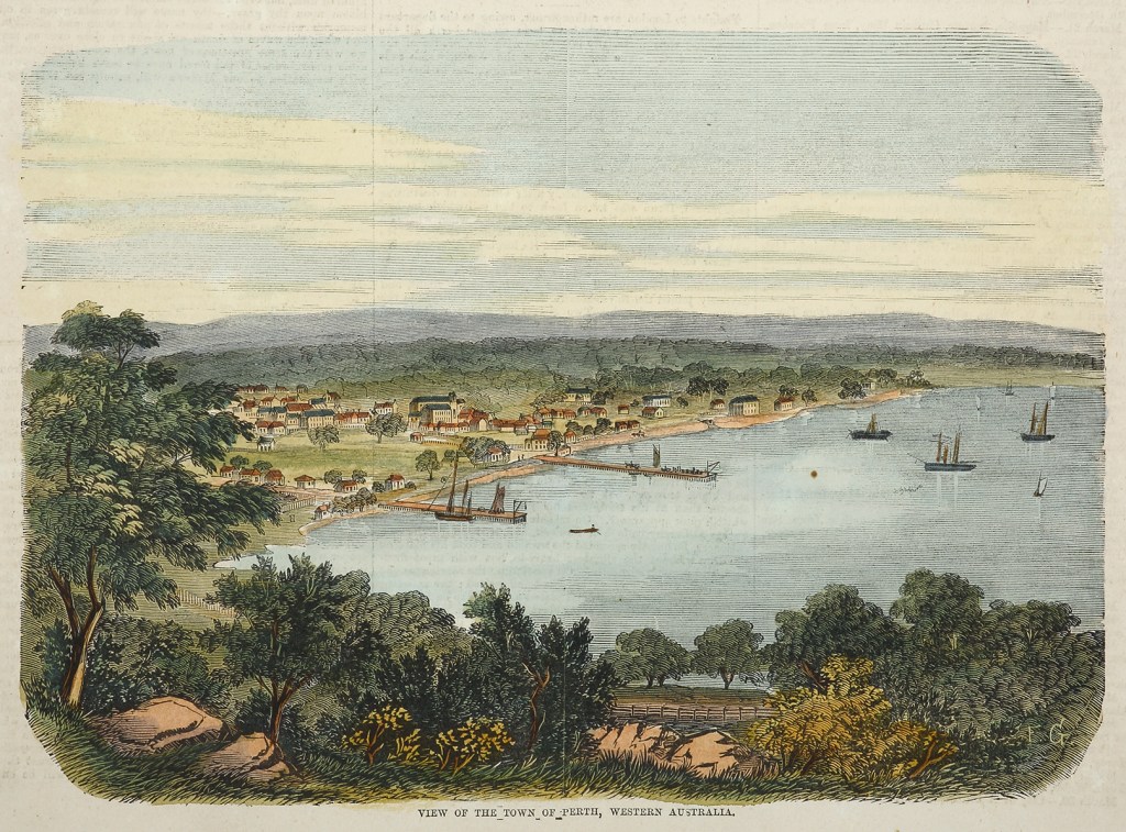 View of the Town of Perth, Western Australia. Antique Print Map Room