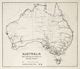 Australia Map Indicating the Position of Principal Deposits of Tungsten, Slate / Localities Shown Thus-----