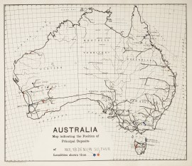 Australia Map Indicating the Position of Principal Deposits of Molybdenum, Sulphur Localities Shown Thus