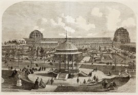 Progress of the International Exhibition Building - view of the building from the Horticultural Gardens.