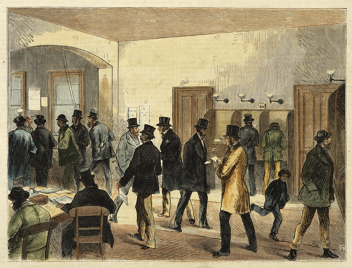 Hall of the New Telegraph Office, Melbourne. AUSTRALIA Hall of the New Telegraph Office, Melbourne. - Antique Print from 1872