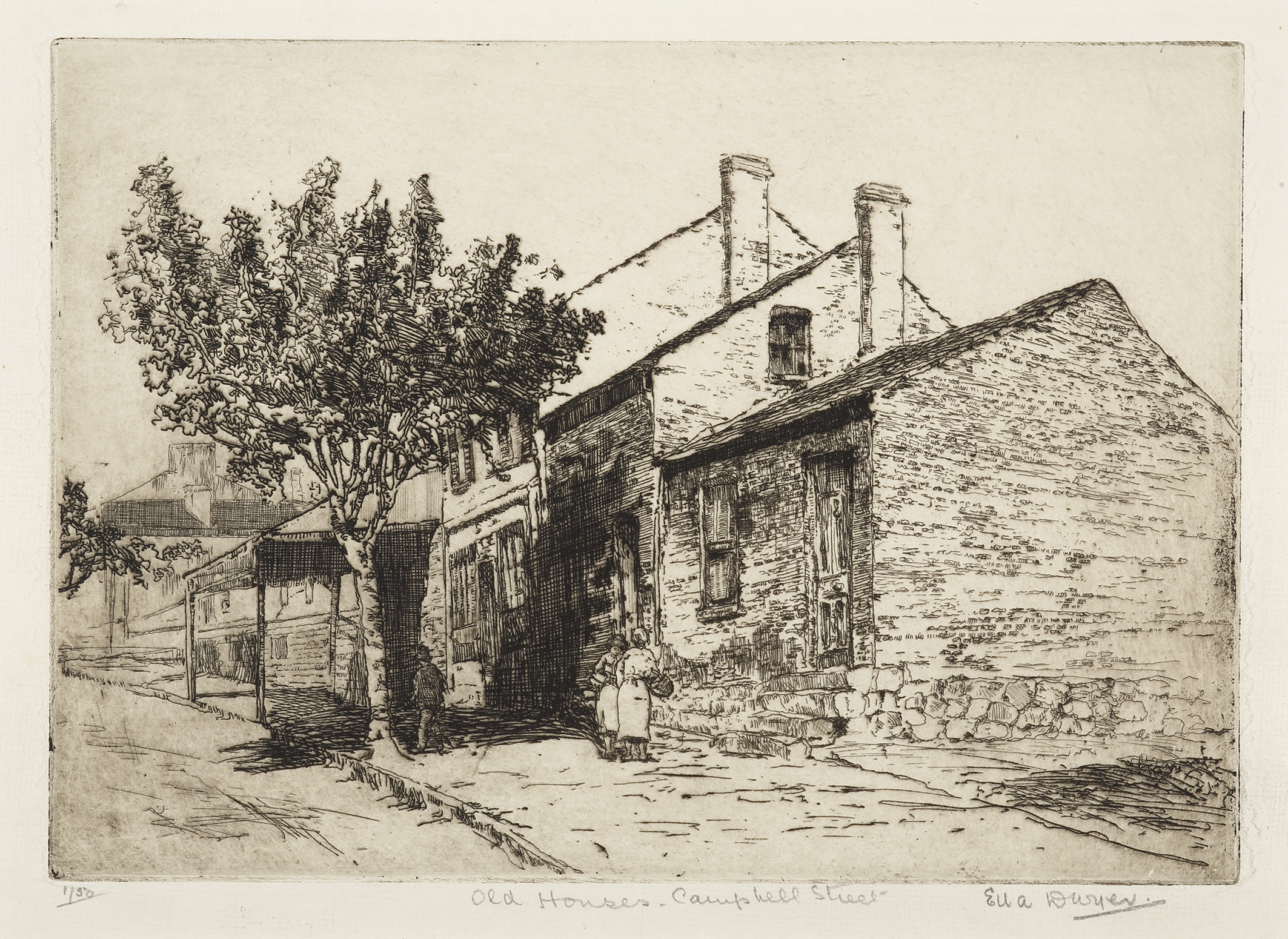 Old Houses, Campbell Street. - Vintage Print from 1929