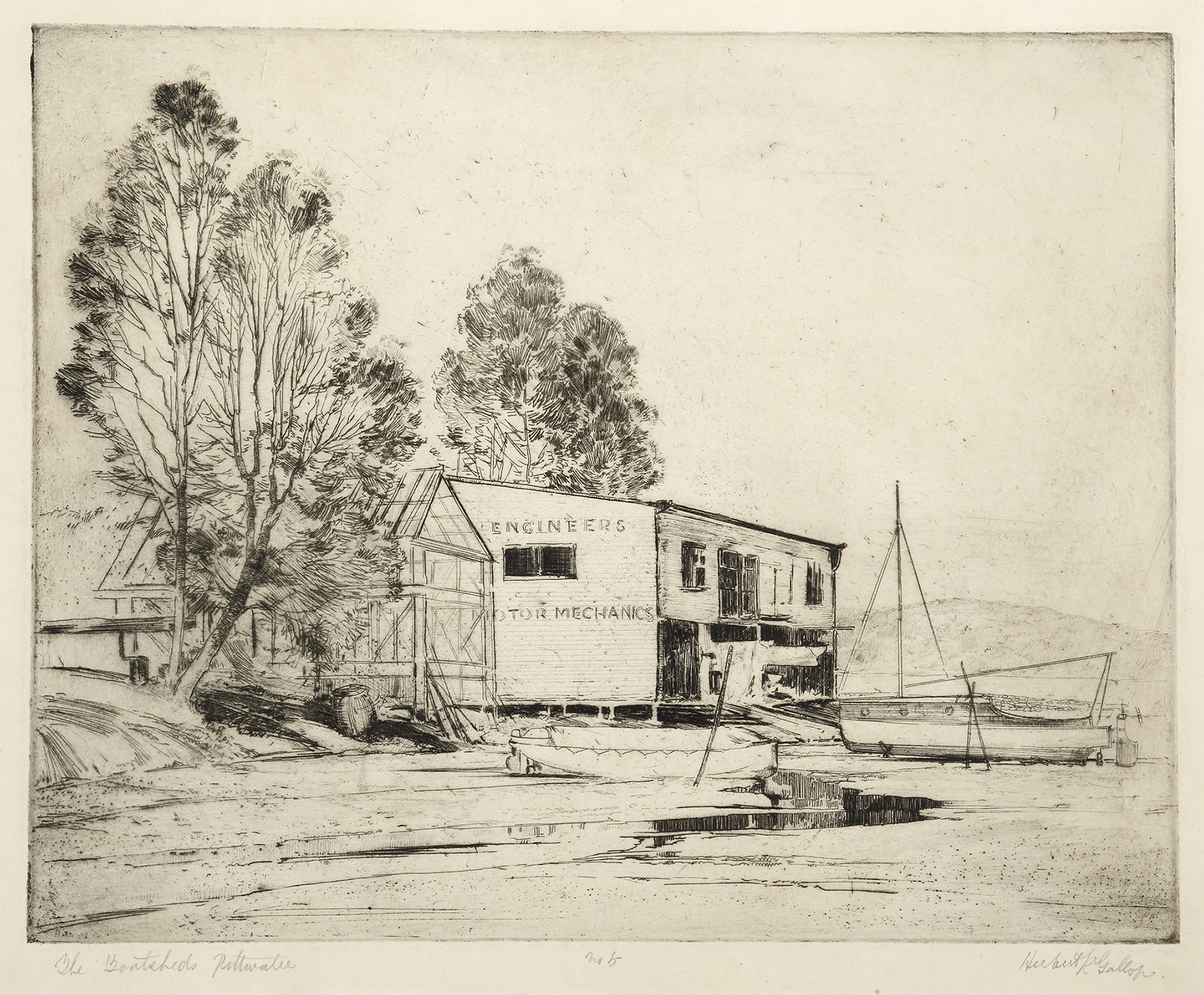 The Boatsheds, Pittwater. - Vintage View from 1930