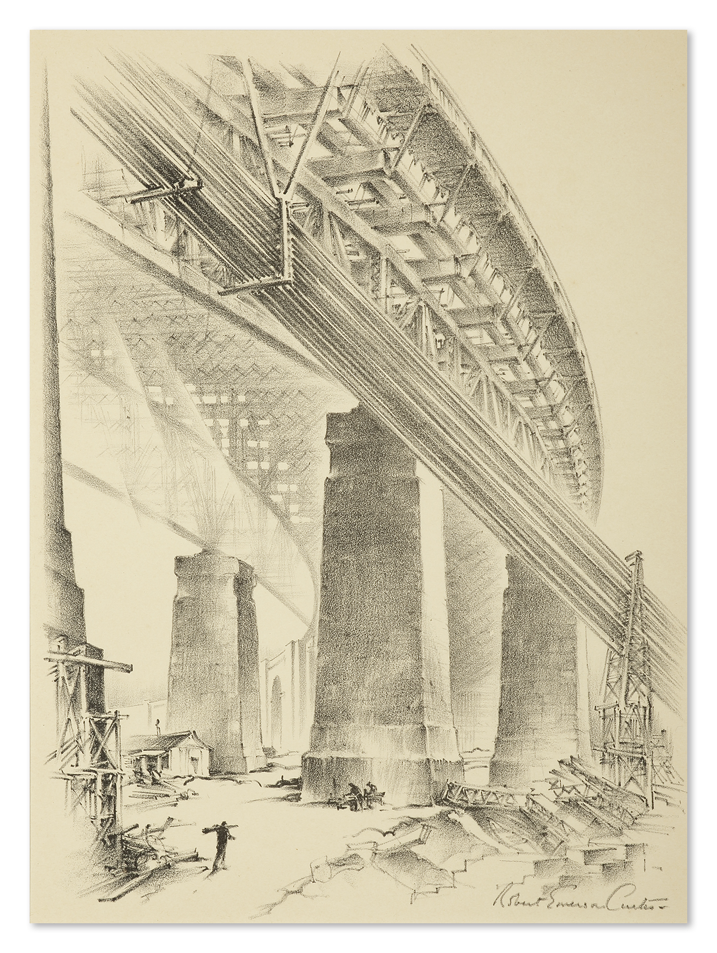 The North Shore Approach (Sydney Harbour Bridge) - Vintage Print from 1934
