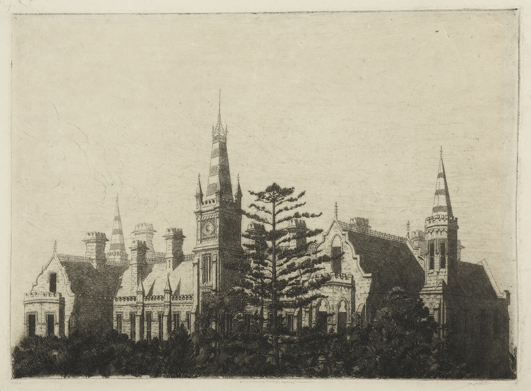 St Andrews College, Sydney University. - Vintage Print from 1924