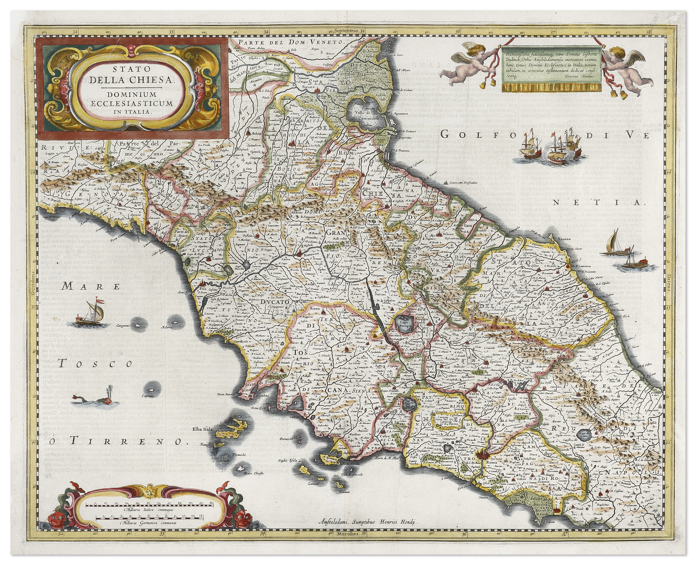 Stato della Chiesa Dominium Ecclesiasticum in Italia - Antique Map from 1633