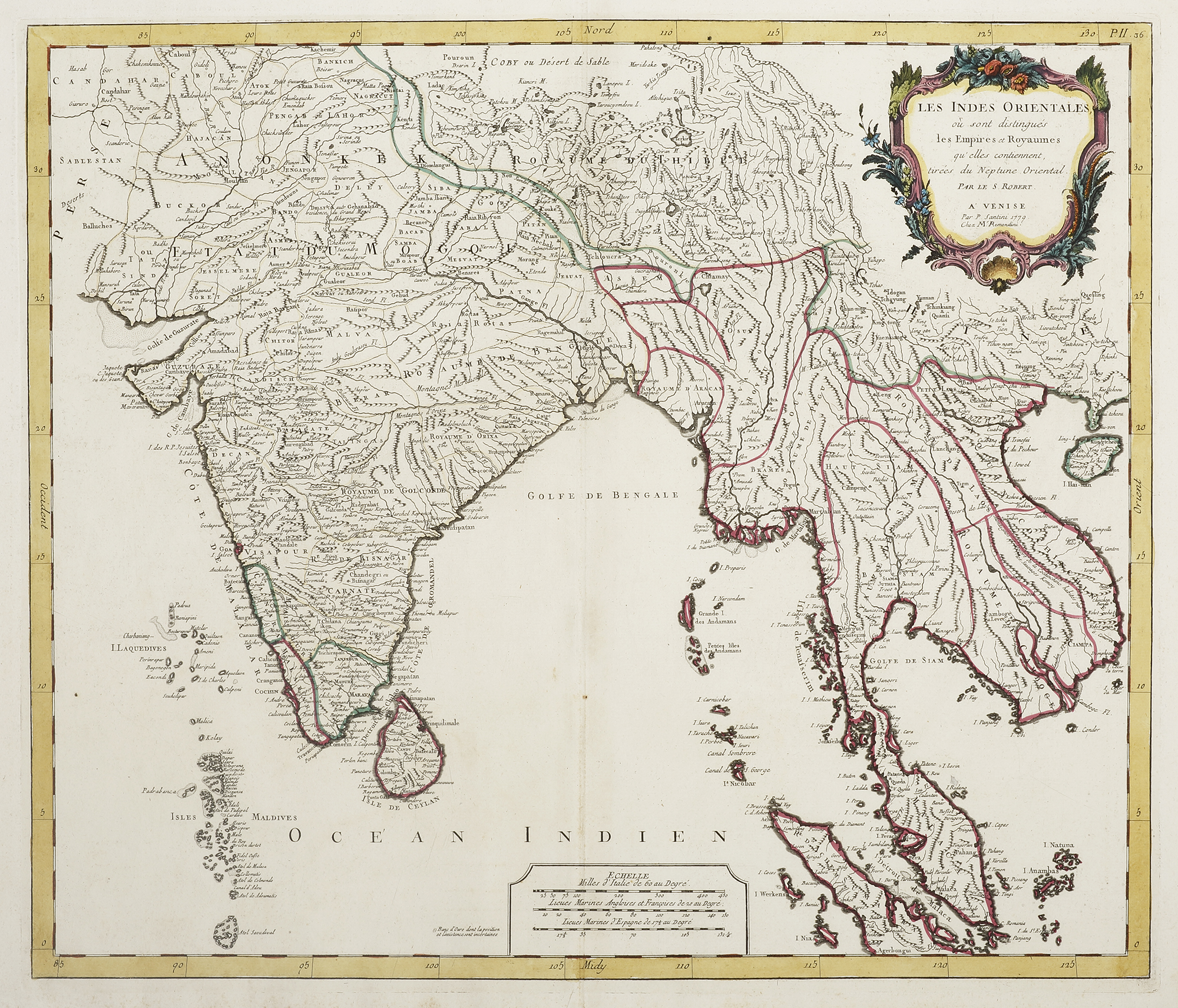 Les Indes Orientales, ou sont distingues les Empires et Royaumes qu'elles contiennent, tirees du Neptune Oriental. - Antique Map from 1779