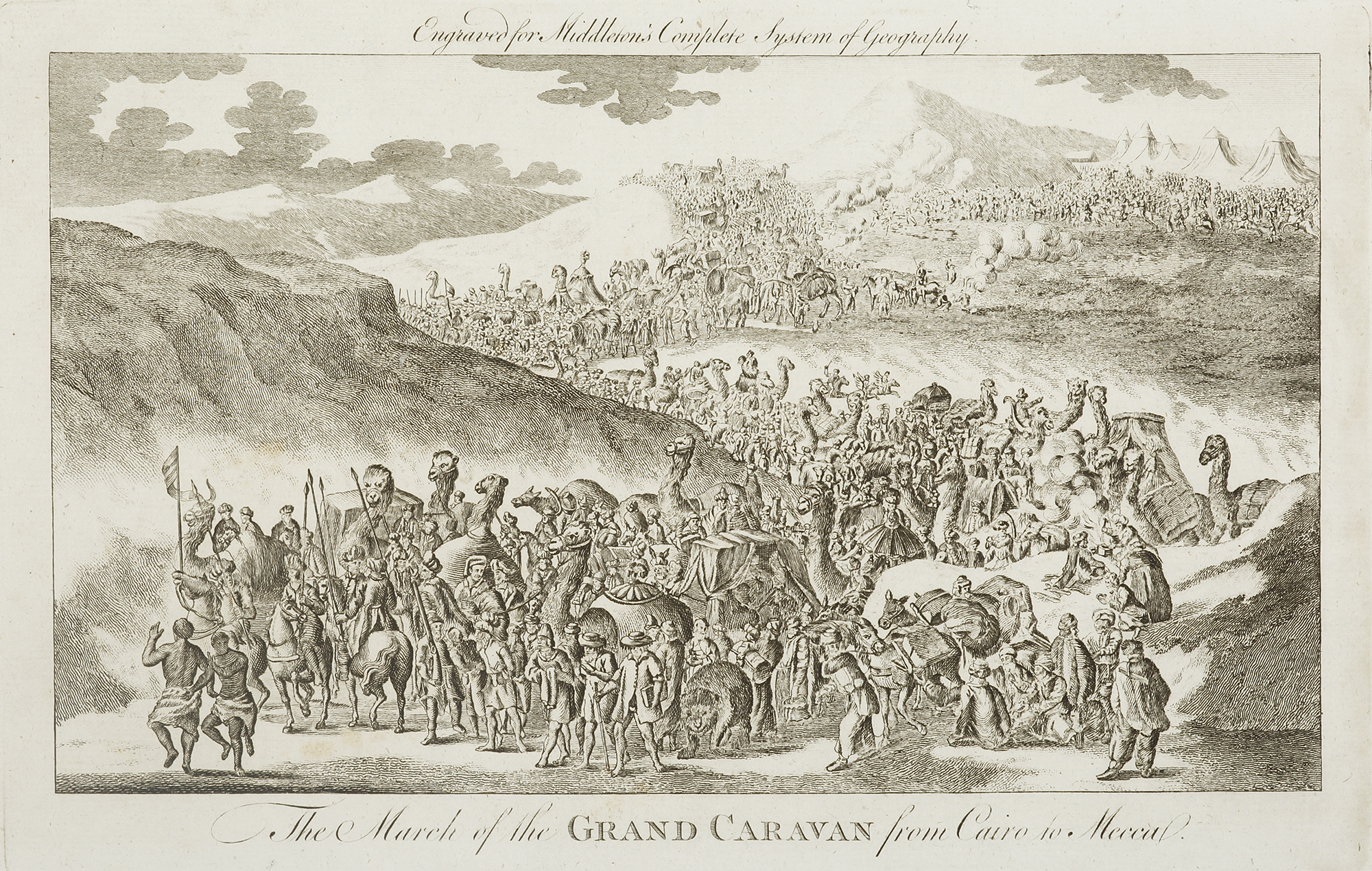 The March of the Grand Caravan from Cairo to Mecca. - Antique Print from 1778