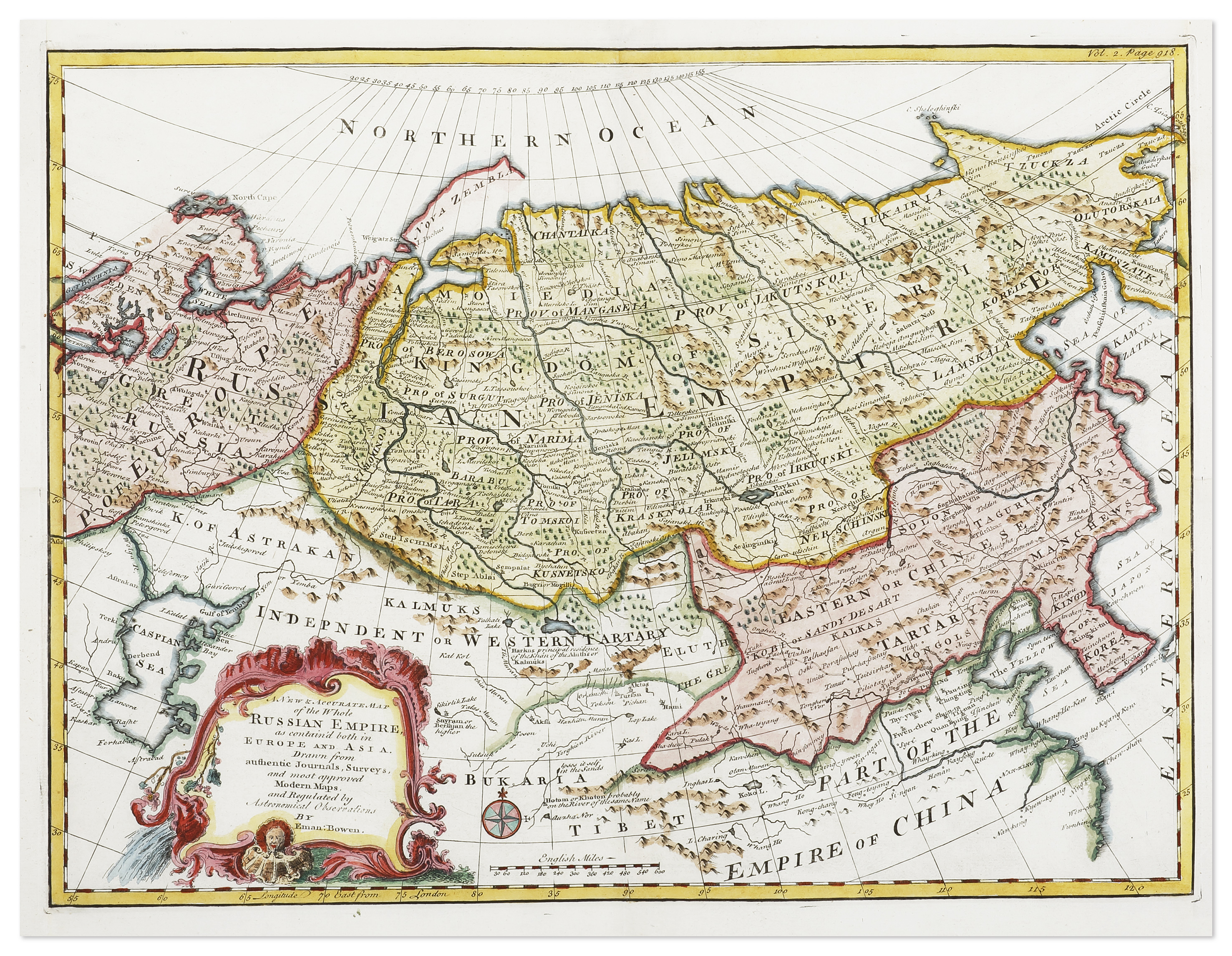 A New  & Accurate Map of the Whole Russian Empire, as Contained both in Europe and Asia...... - Antique Map from 1748