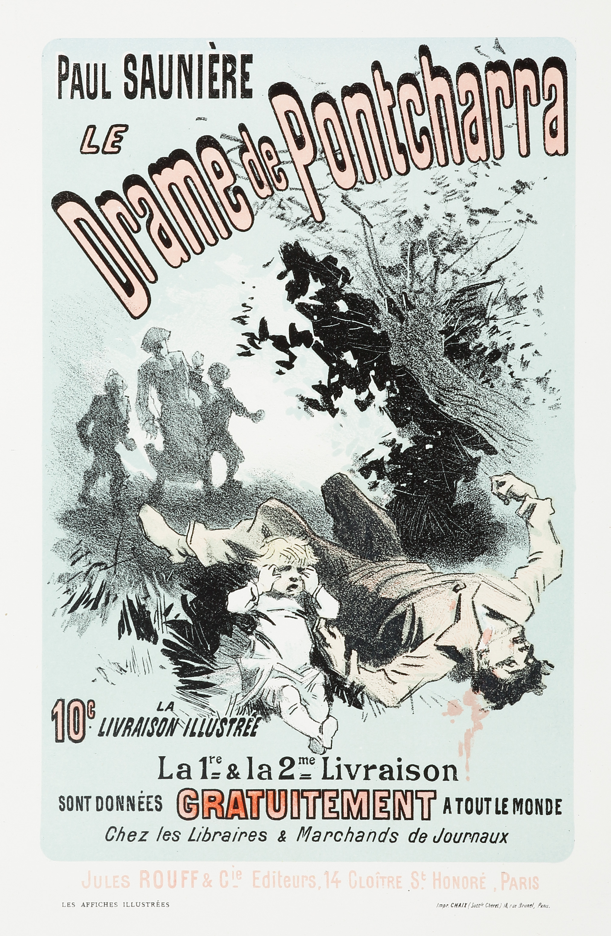 Paul Sauniere le Drame de Pontcharra. - Antique Print from 1886