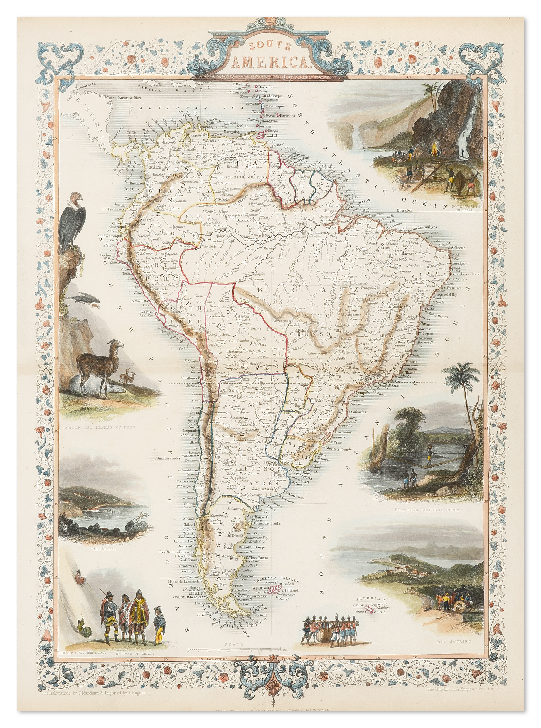 South America - Antique Print from 1854