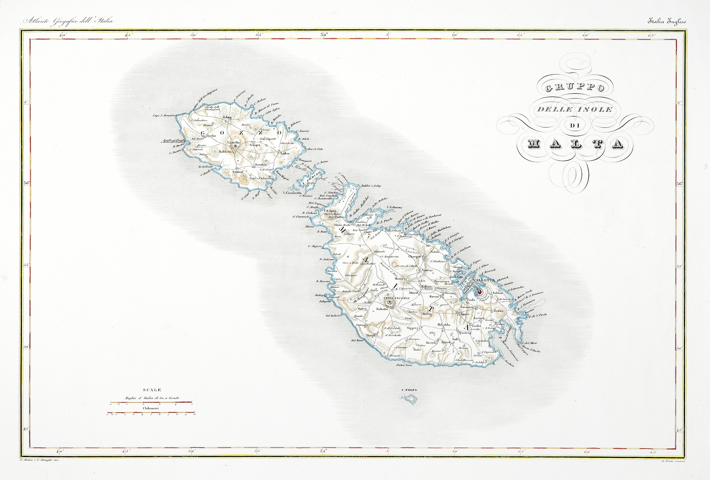 Gruppo Delle Isole di Malta. - Antique Map from 1860