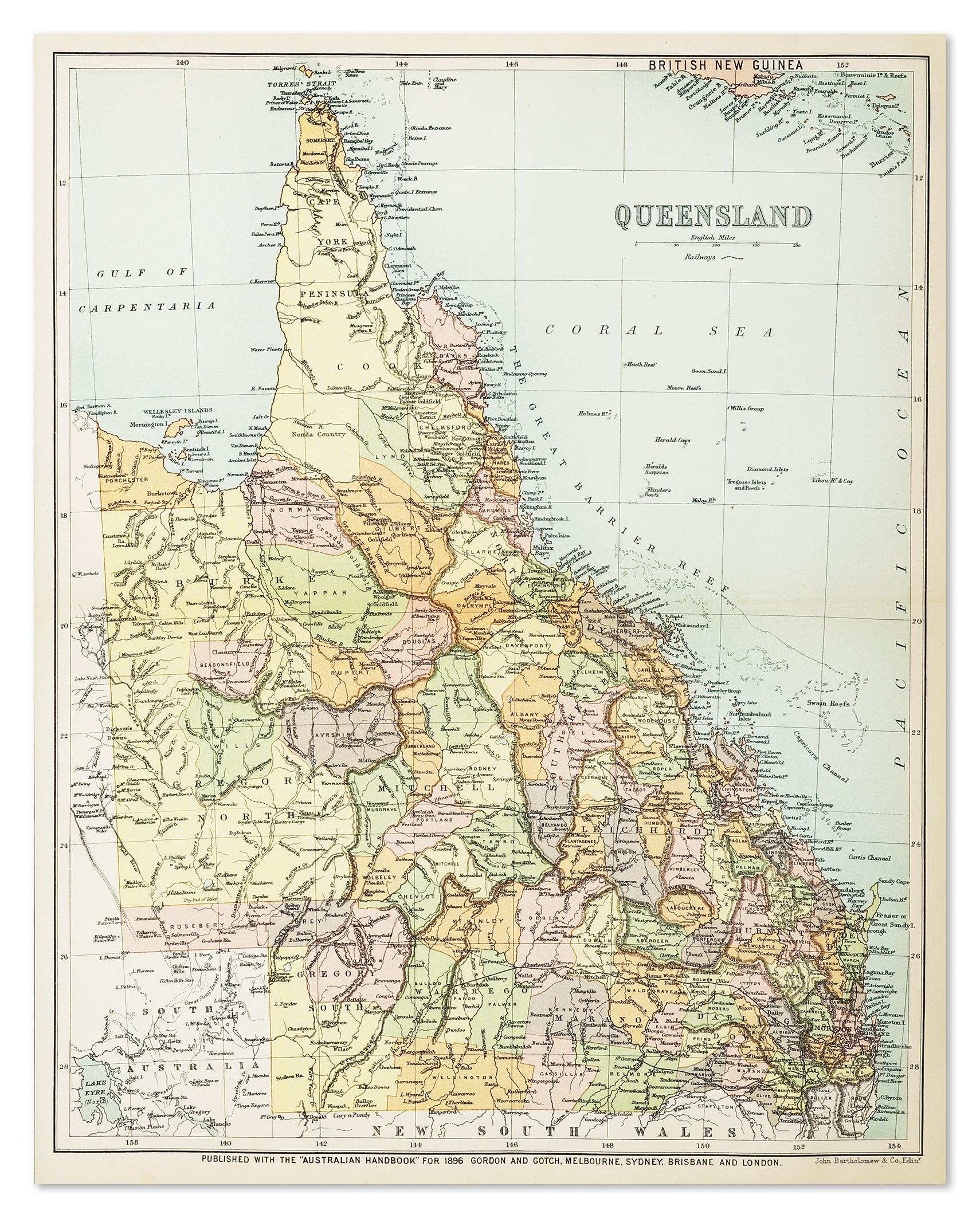 Queensland - Antique Map from 1896