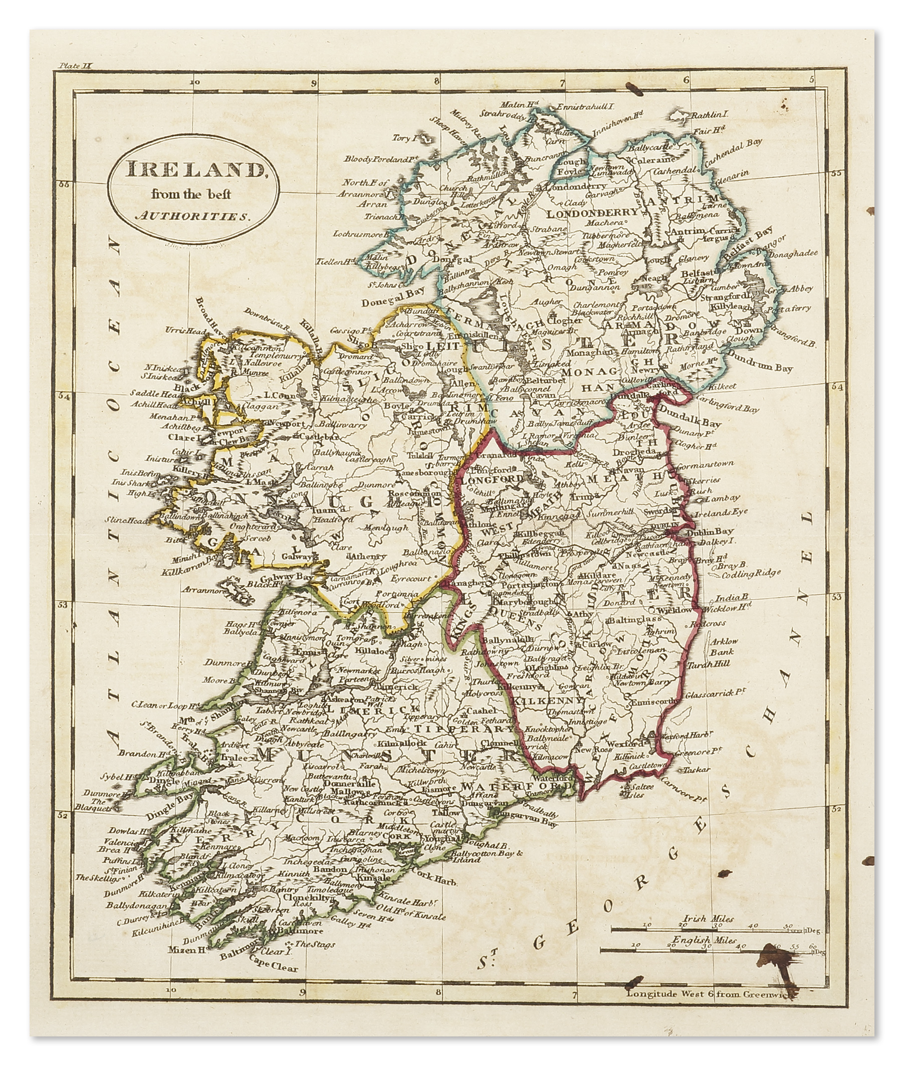 Ireland, From the best Authorities. - Antique Print from 1818