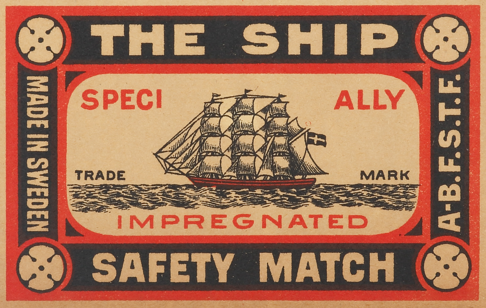 The Ship Specially Impregnated Safety Match. - Antique Print from 1900