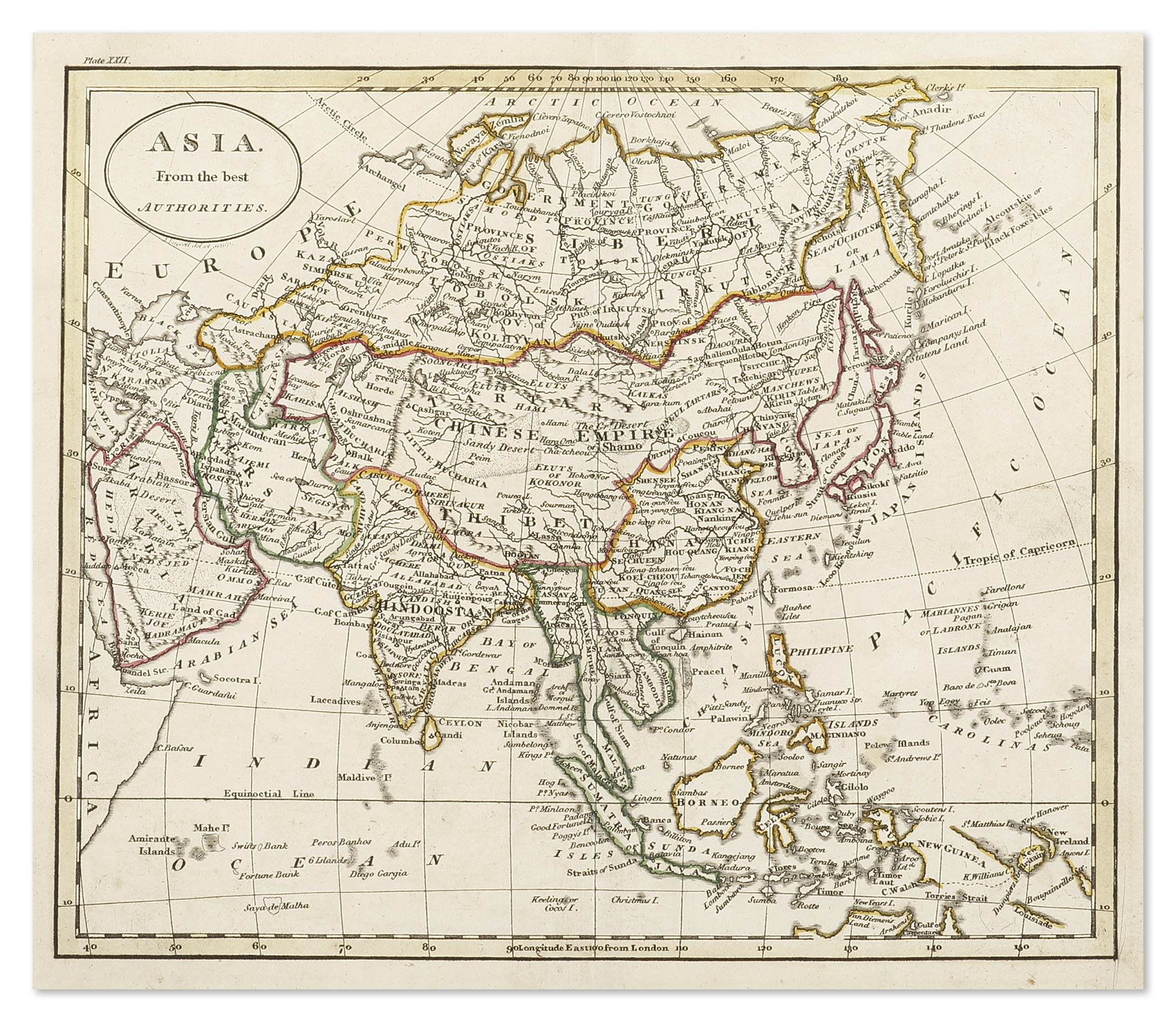 Asia. From the best Authorities. - Antique Print from 1818