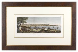 Vue de la partie meridionale de la ville de Sydney, capitale des colonies anglaises aux terres australes et de l'embouchure de la riviere de Parramatta