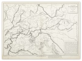 Carte Physique De L'Allemagne du Sud et de L'Italie du Nord Chaine des Alpes.