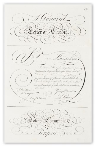 A General Letter of Credit Calligraphy - Bickham's Penman