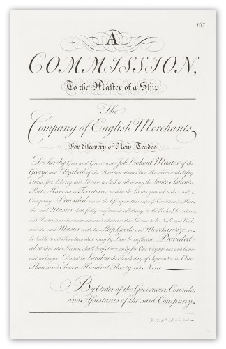 A Commission to the Master of a Ship Calligraphy - Bickham's Penman