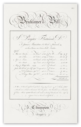 A Bricklayers Bill Calligraphy - Bickham's Penman