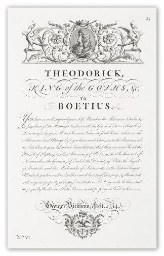 Theodorick,King of the Goths,to Boetius. Calligraphy - Bickham's Penman