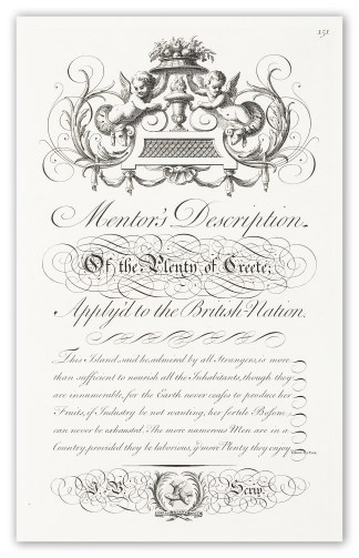 Mentor’s Description Of the Plenty… Calligraphy - Bickham's Penman