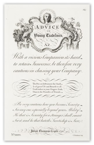 Advice to Young Tradesmen Calligraphy - Bickham's Penman