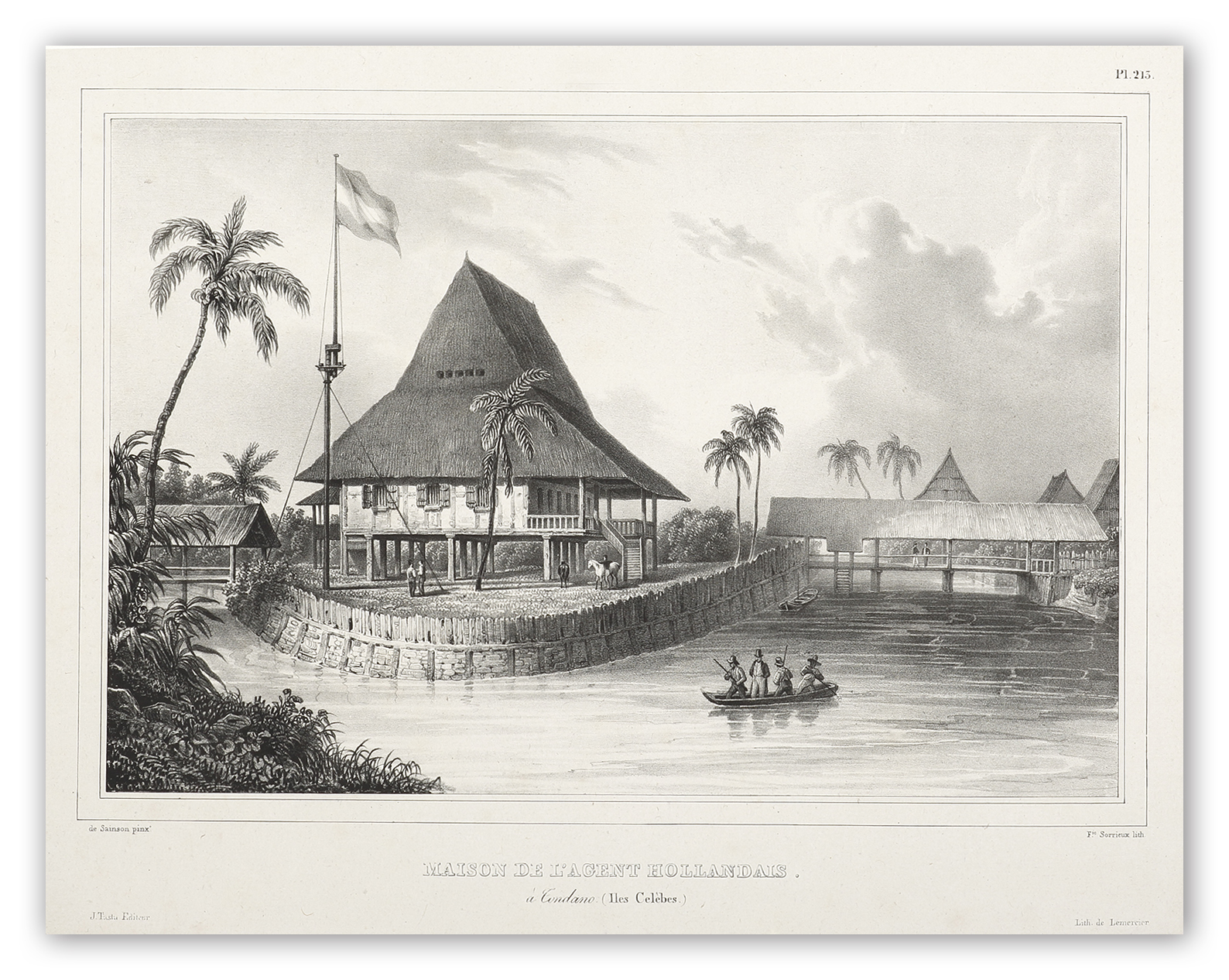 Maison de L'Agent Hollandais. a Tondano (Iles Celebes.) - Antique View from 1833