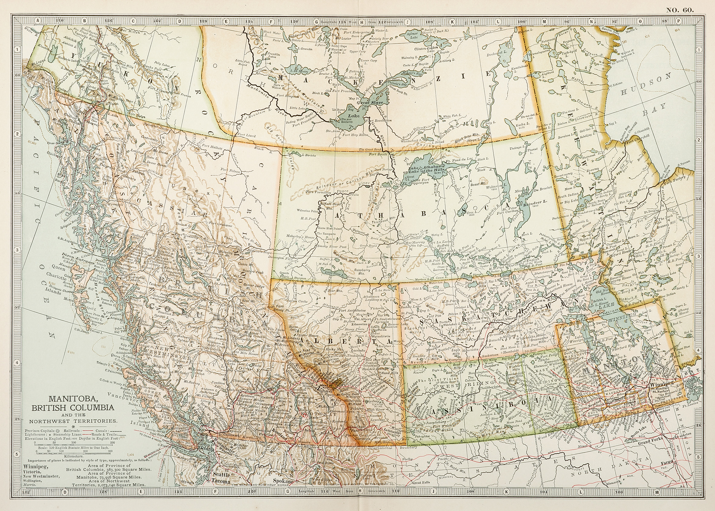 Manitoba, British Columbia and the Northwest Territories. - Antique Print from 1903