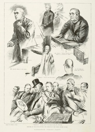 Sketches in the House during the Debate … Customs - Imports, Duties.