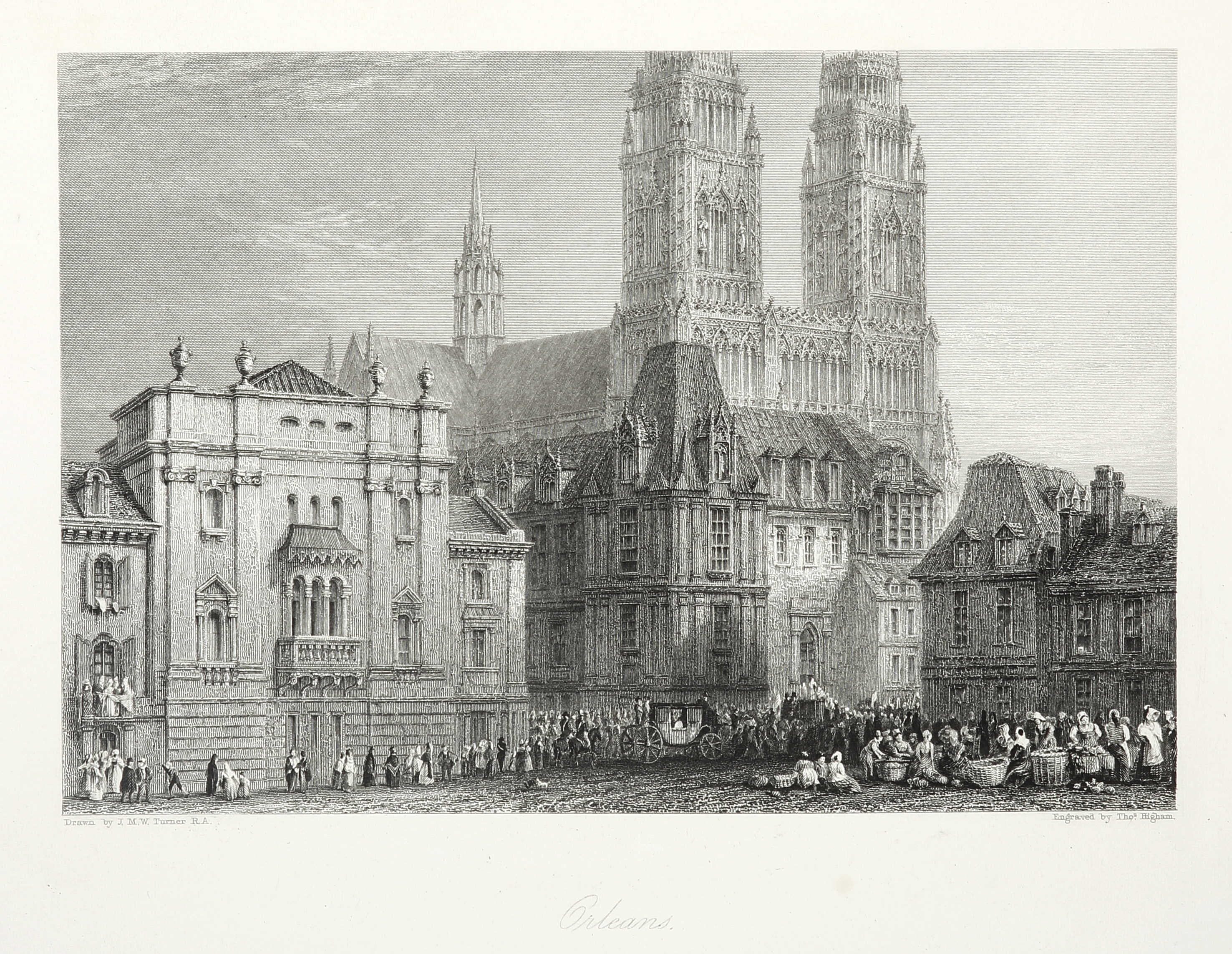 Orleans - Antique Print from 1834
