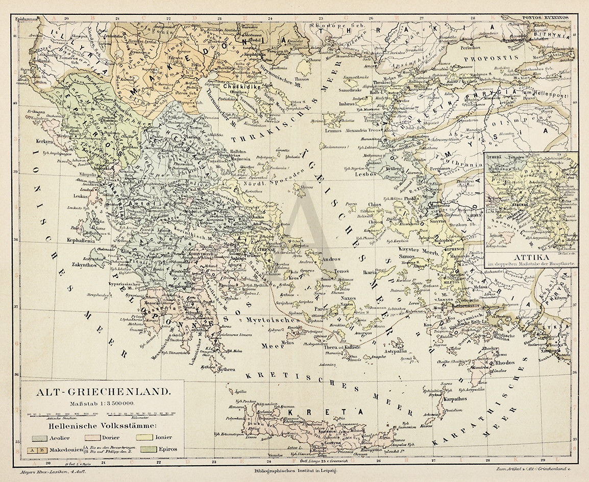 Alt-Griechenland. - Antique Map from 1895
