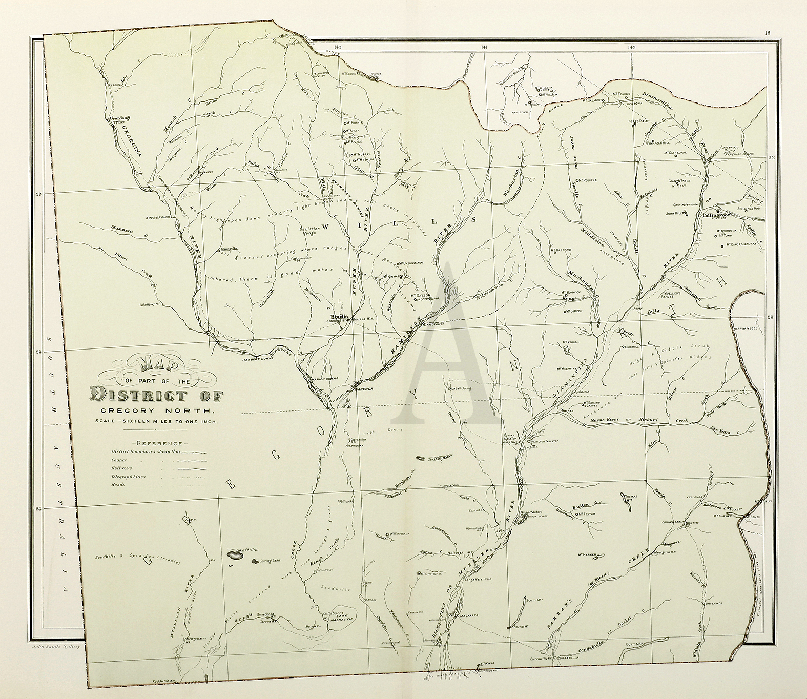Map of part of the District of Gregory North. - Antique Map from 1886