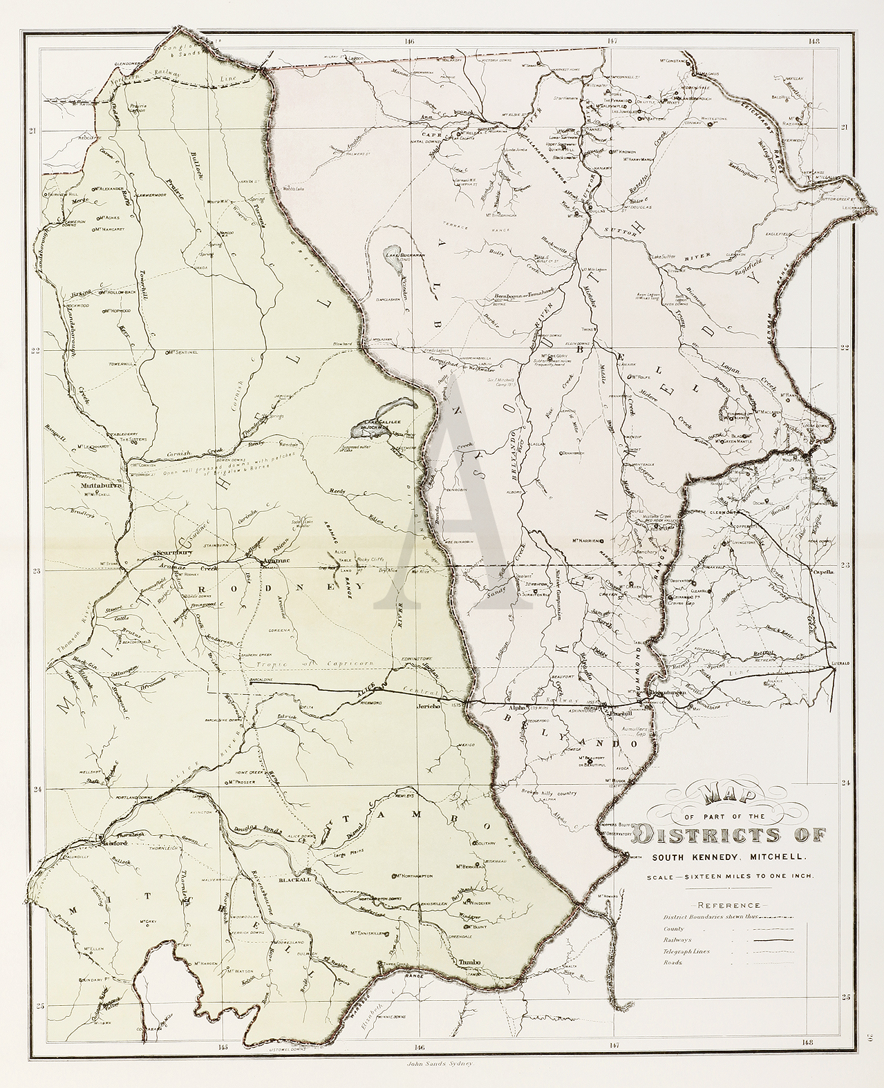 Map of part of the Districts of South Kennedy, Mitchell. - Antique Map from 1886