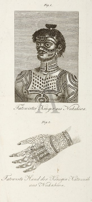 Tatowirter Krieger aus Nukahiwa. Tatowir… PACIFIC