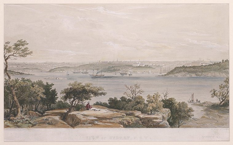 View of Sydney, N.S.W. - Antique Print from 1855
