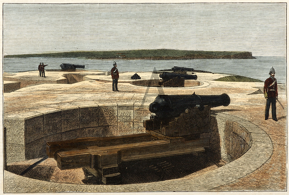 The Fortifications, South Head Battery. - Antique View from 1880