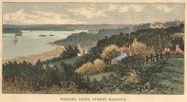 Darling Point, Sydney Harbour. - Antique Print from 1880