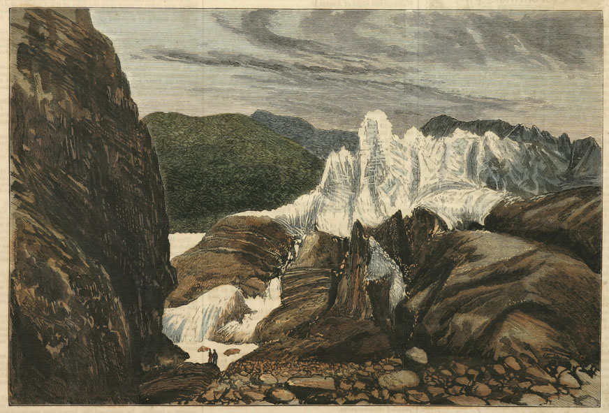Side View of the Glacier - Antique Print from 1874