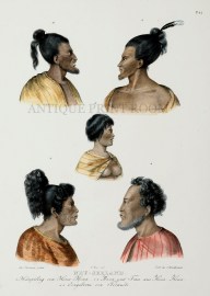 1.Hauptling von Houa Houa 2.3.Mann und Frau aus Houa Houa 4.5 Eingeborne von Terauiti