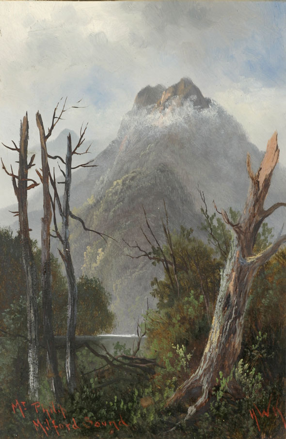 Mt. Phillip Milford Sound - Antique Painting from 1880