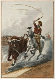 Rounding up a Straggler on a Cattle-run.