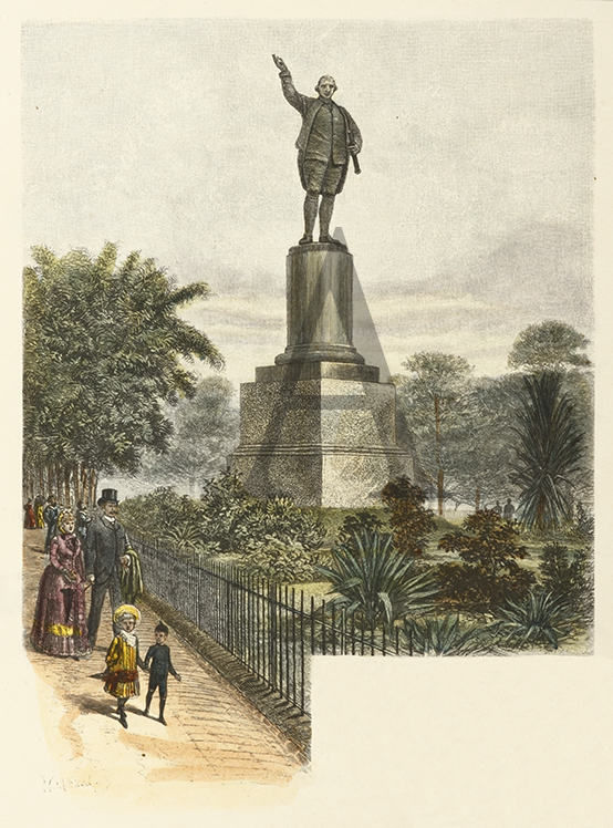 Cook's Monument, Hyde Park, Sydney. - Antique Print from 1886