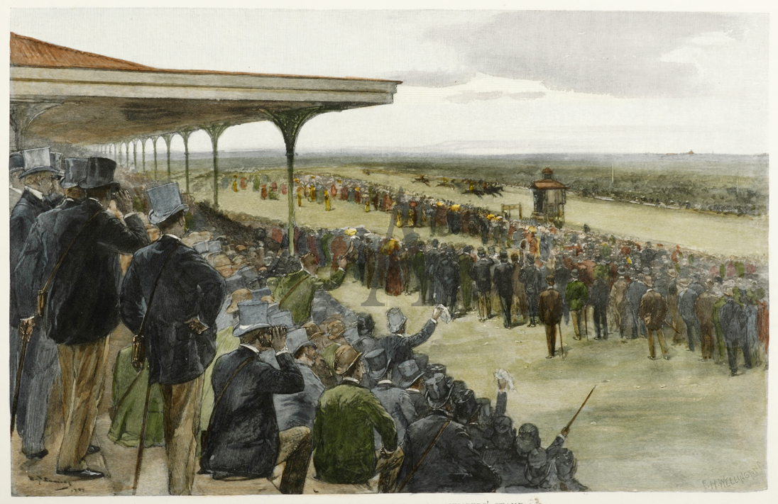 Melbourne Cup. - Race-Course from Member's Stand. - Antique View from 1886